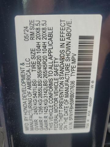 2024 Honda Passport Exl VIN: 5FNYF8H59RB017636 Lot: 61694434