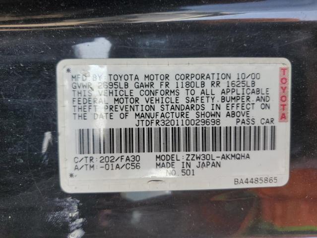 2001 Toyota Mr2 Spyder VIN: JTDFR320110029698 Lot: 60924114