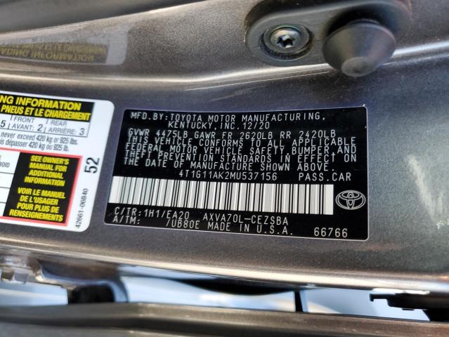 VIN 4T1G11AK2MU537156 2021 Toyota Camry, SE no.12