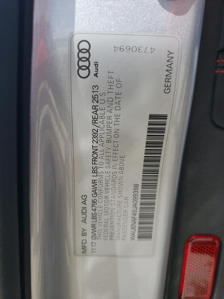 WAUENAF49JA099398 2018 Audi A4 Premium Plus