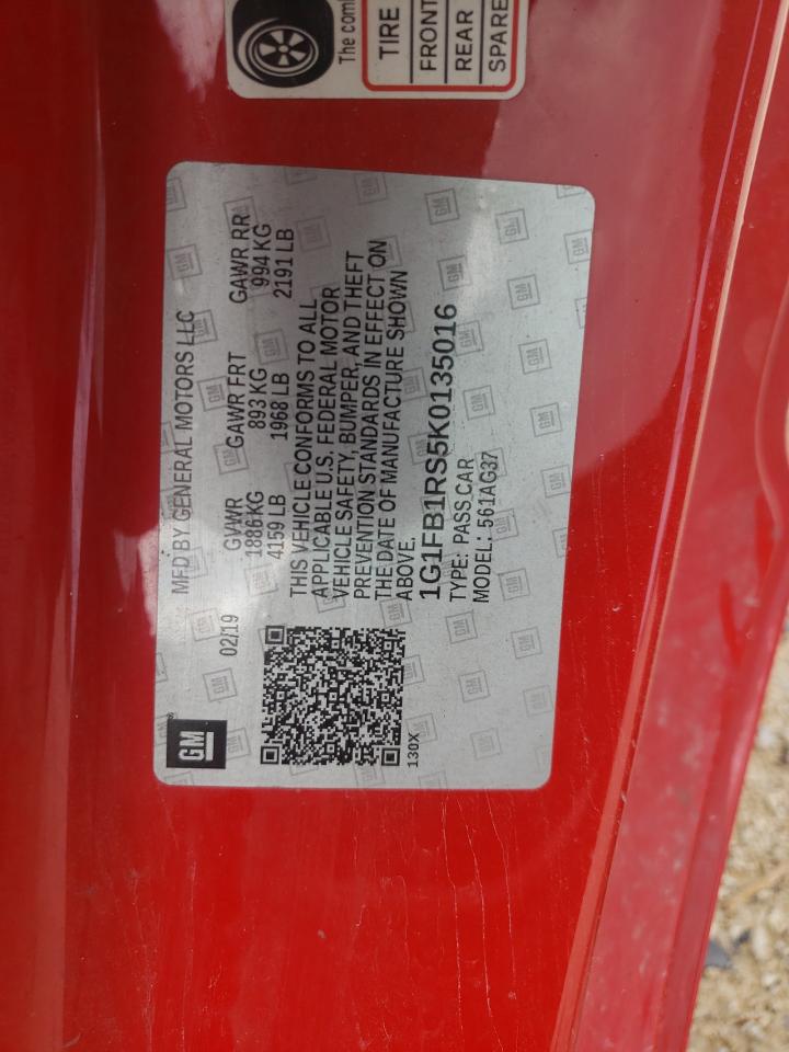 1G1FB1RS5K0135016 2019 Chevrolet Camaro Ls