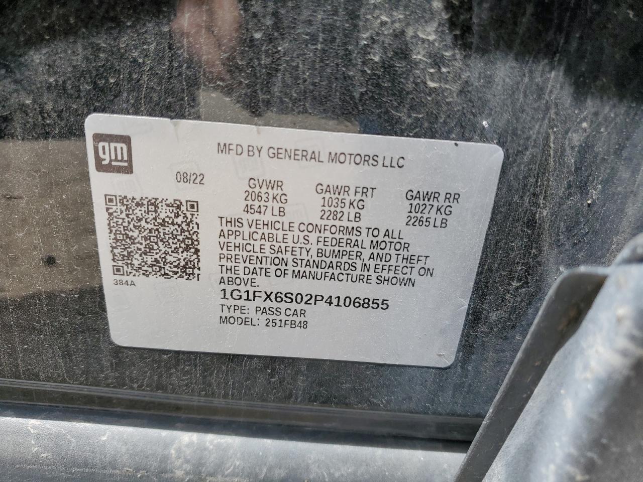 1G1FX6S02P4106855 2023 Chevrolet Bolt Ev 2Lt