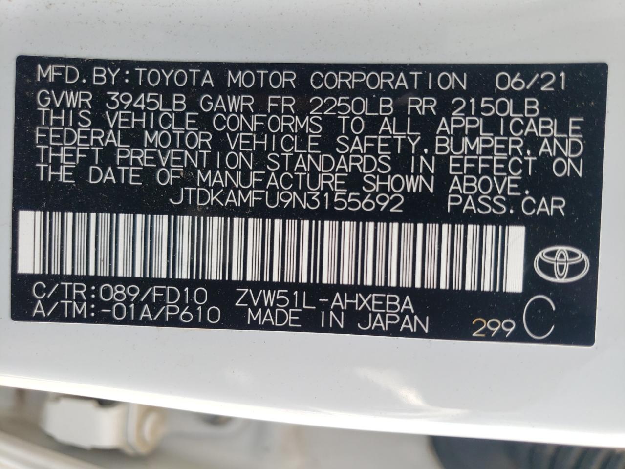 JTDKAMFU9N3155692 2022 Toyota Prius Night Shade