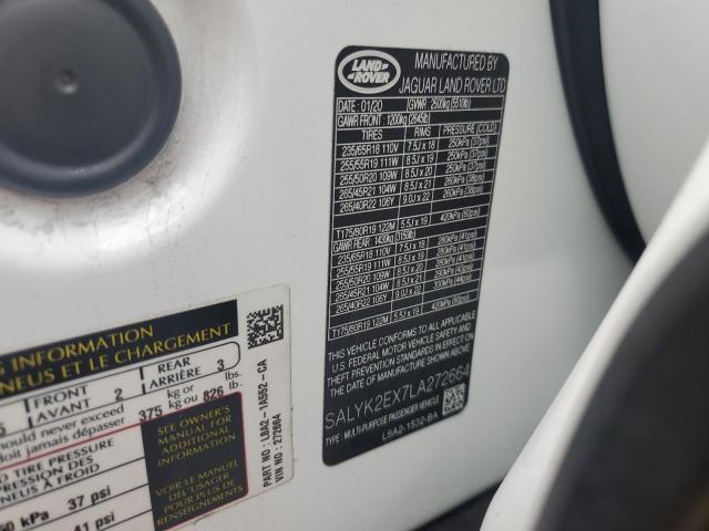 2020 LAND ROVER RANGE ROVE - SALYK2EX7LA272664