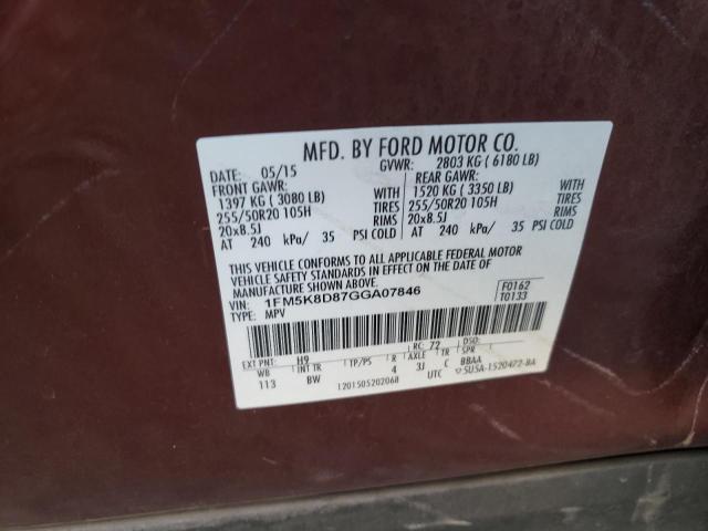 2016 FORD EXPLORER X - 1FM5K8D87GGA07846