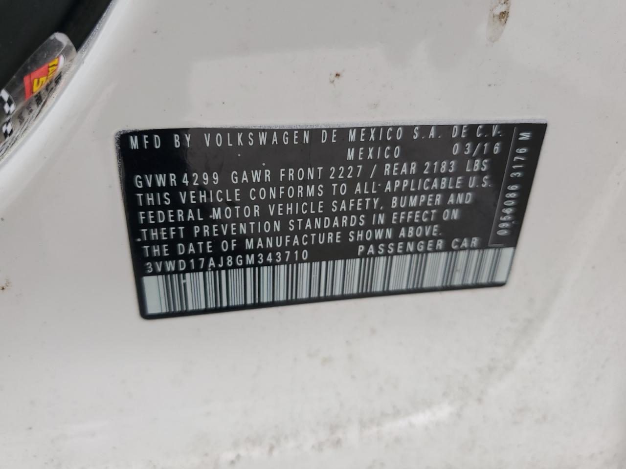 3VWD17AJ8GM343710 2016 Volkswagen Jetta Sport