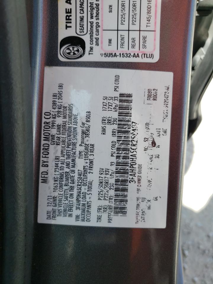 3FAHP0HA5CR258407 2012 Ford Fusion Se