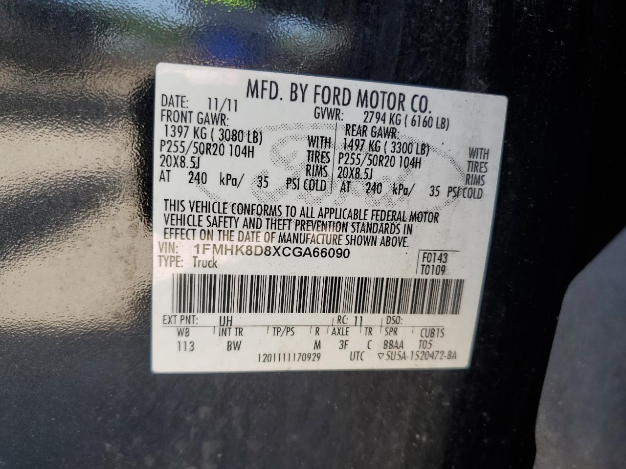 1FMHK8D8XCGA66090 2012 Ford Explorer Xlt