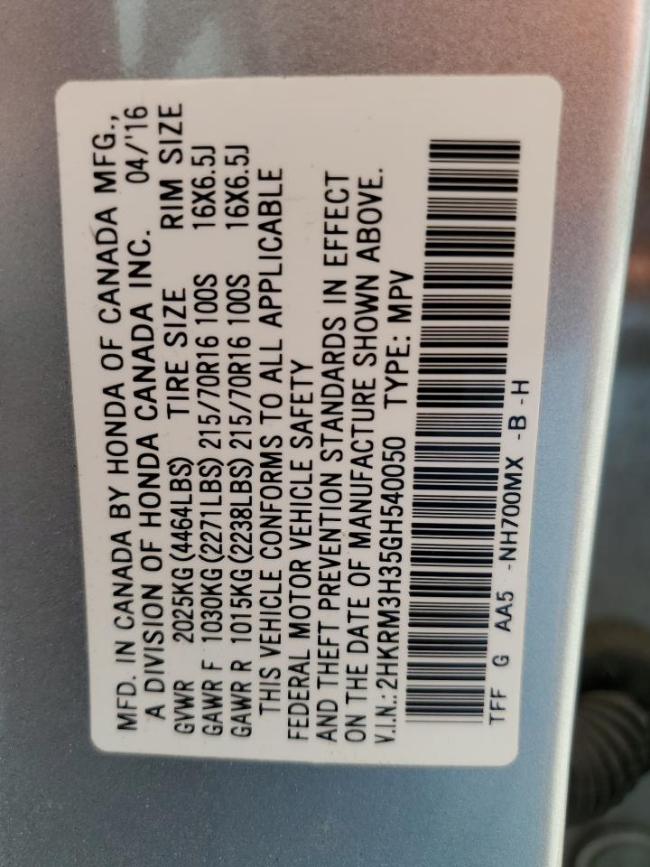 2HKRM3H35GH540050 2016 Honda Cr-V Lx