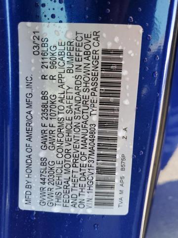 2021 HONDA ACCORD SPO - 1HGCV1F37MA049803