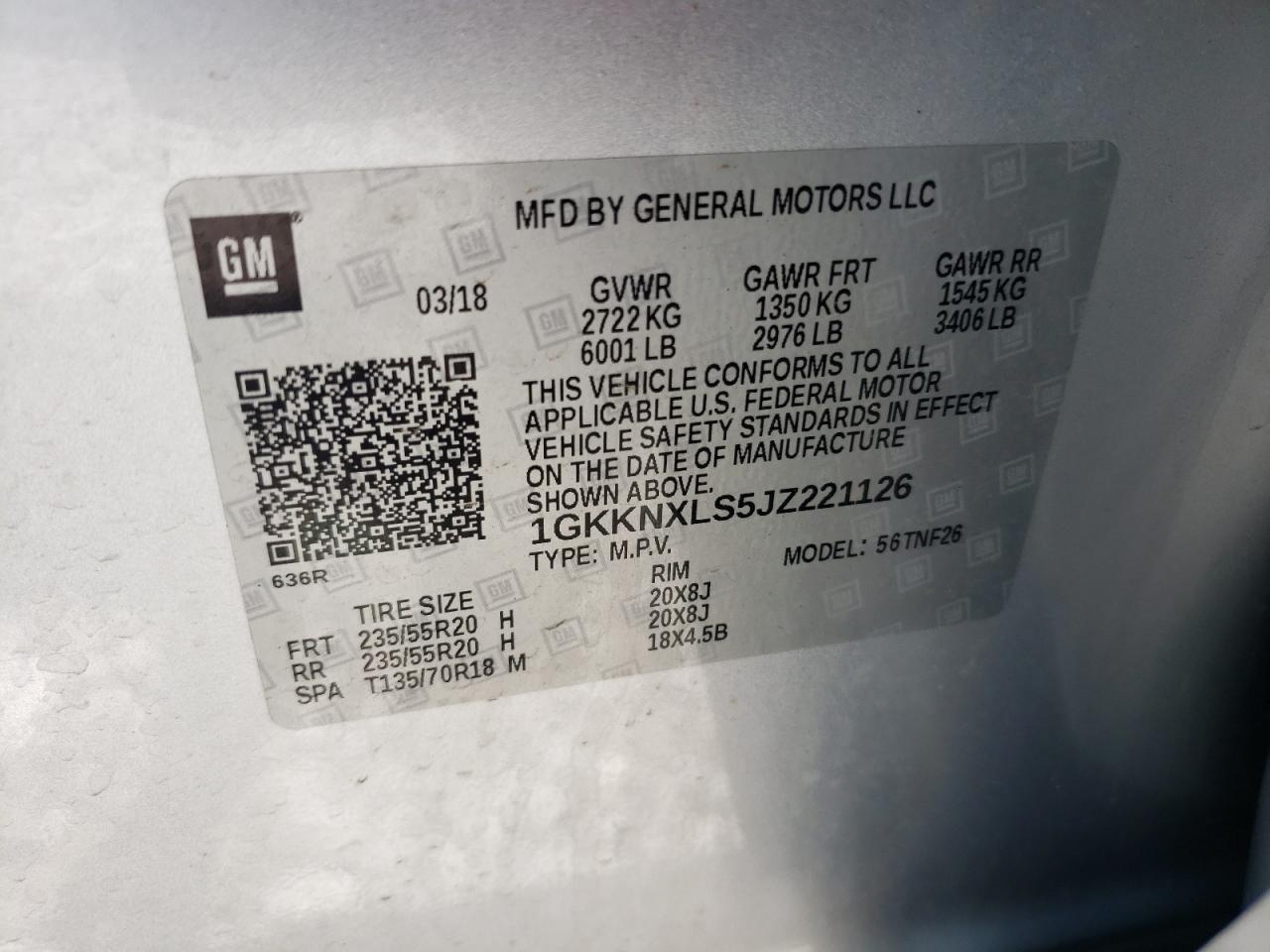 3GKALVEV6JL269335 2018 GMC Terrain Slt