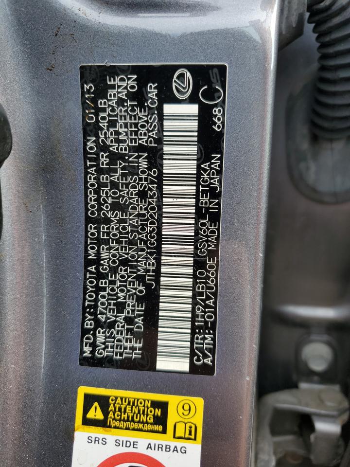 JTHBK1GG3D2043476 2013 Lexus Es 350