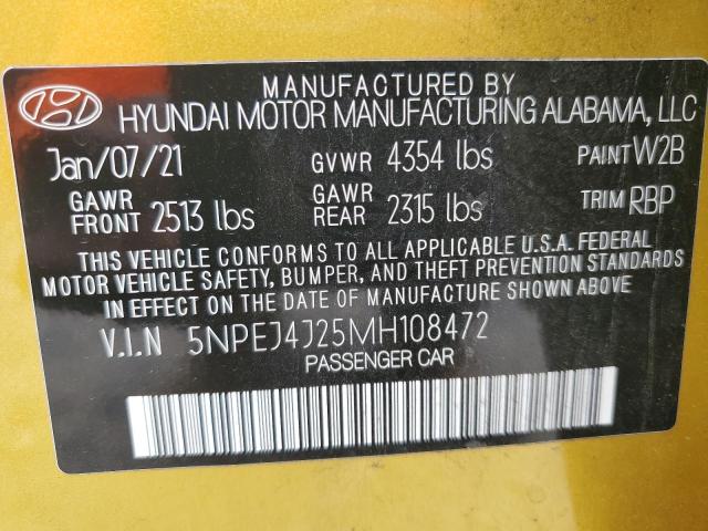 2021 Hyundai Sonata Sel Plus VIN: 5NPEJ4J25MH108472 Lot: 63216144