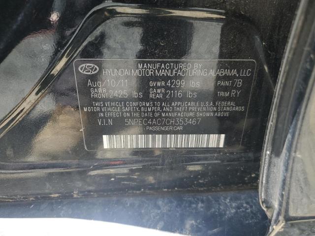 2012 Hyundai Sonata Se VIN: 5NPEC4AC7CH353467 Lot: 61474564