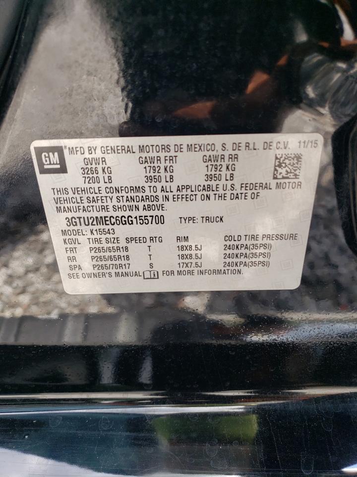 3GTU2MEC6GG155700 2016 GMC Sierra K1500 Sle