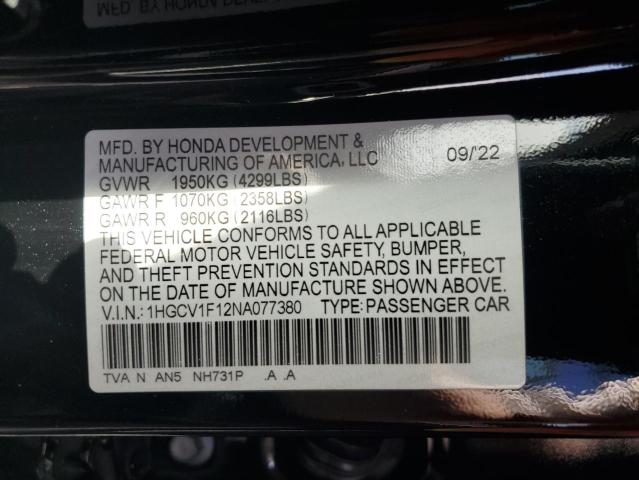 2022 HONDA ACCORD LX - 1HGCV1F12NA077380