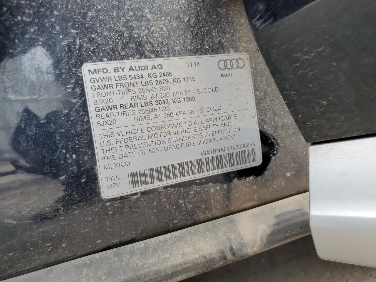 WA1BNAFY7K2030868 2019 Audi Q5 Premium Plus