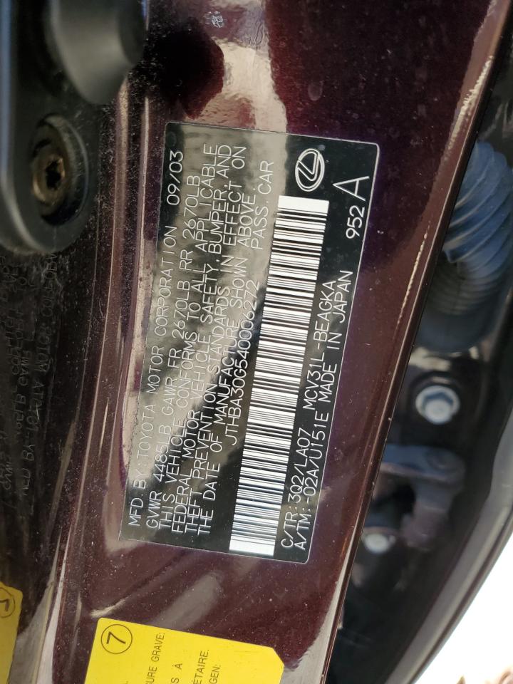 JTHBA30G540006272 2004 Lexus Es 330