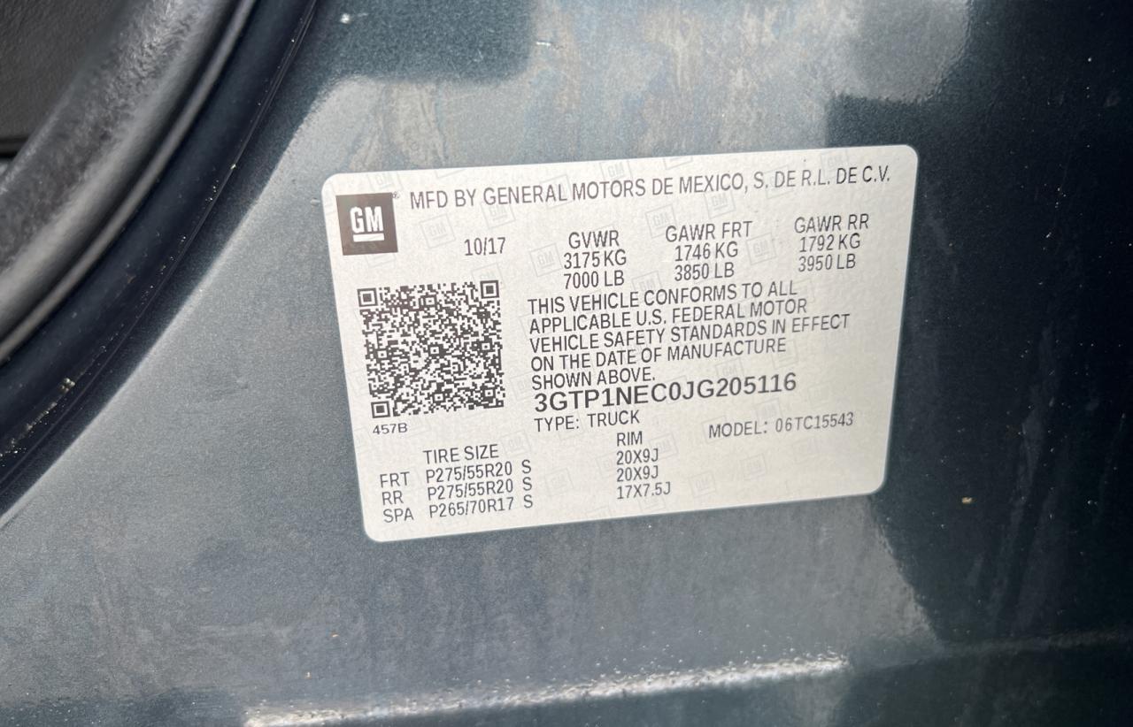 3GTP1NEC0JG205116 2018 GMC Sierra C1500 Slt
