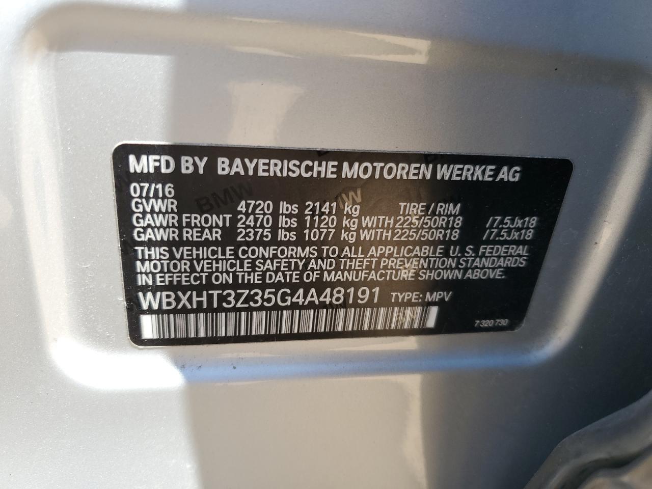 WBXHT3Z35G4A48191 2016 BMW X1 xDrive28I