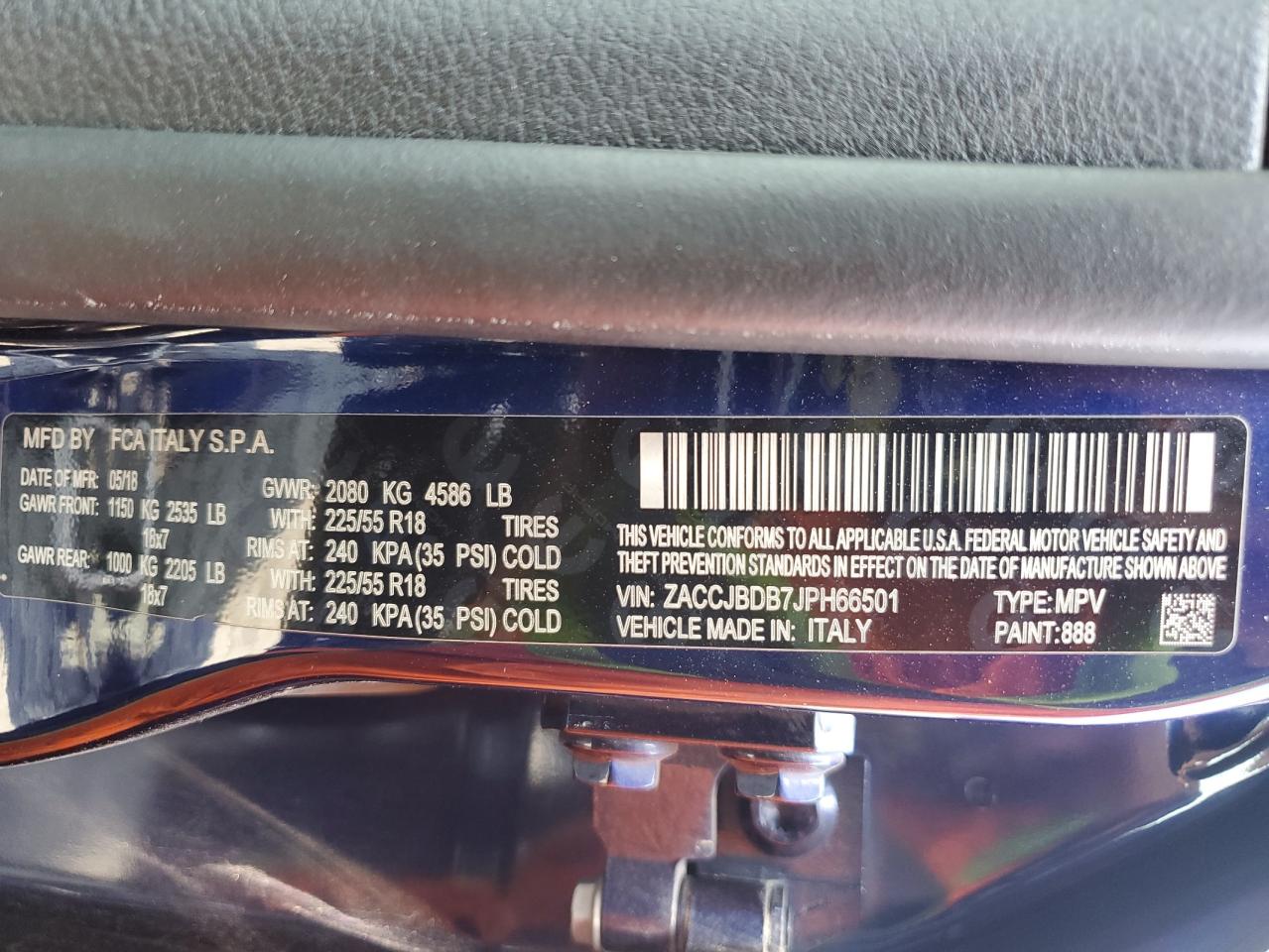 ZACCJBDB7JPH66501 2018 Jeep Renegade Limited