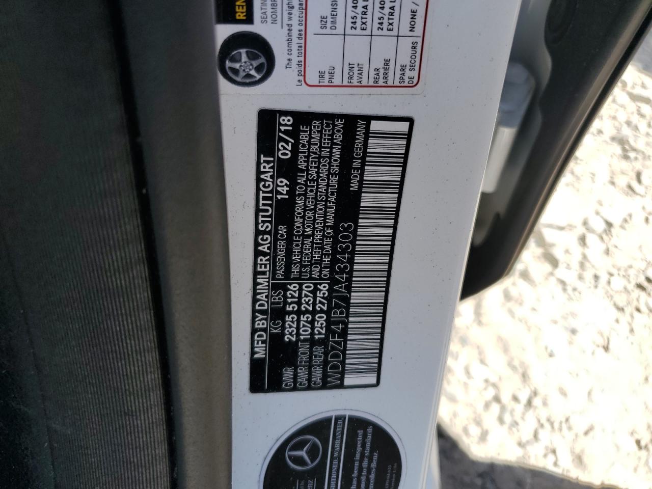 WDDZF4JB7JA434303 2018 Mercedes-Benz E 300