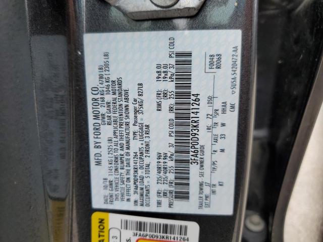 VIN 3FA6P0D93KR141264 2019 Ford Fusion, Titanium no.12