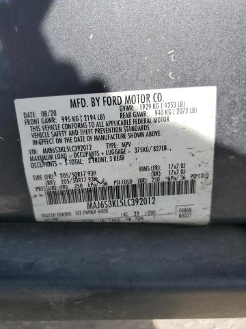 2020 Ford Ecosport Titanium VIN: MAJ6S3KL5LC392012 Lot: 59412774