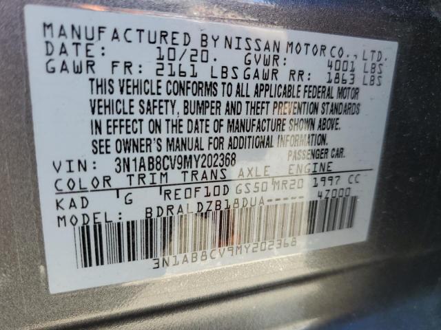 2021 Nissan Sentra Sv VIN: 3N1AB8CV9MY202368 Lot: 59907314