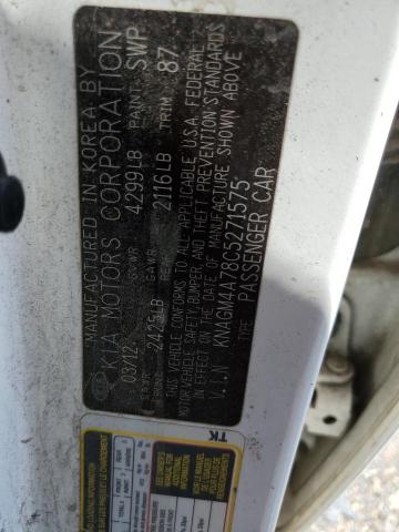 2012 Kia Optima Lx VIN: KNAGM4A78C5271575 Lot: 61444514