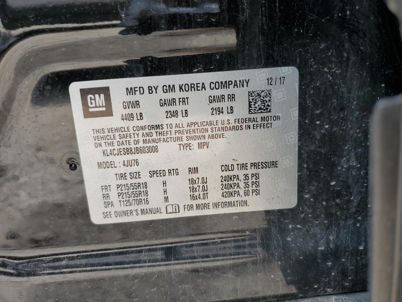 KL4CJESB8JB603008 2018 Buick Encore Preferred