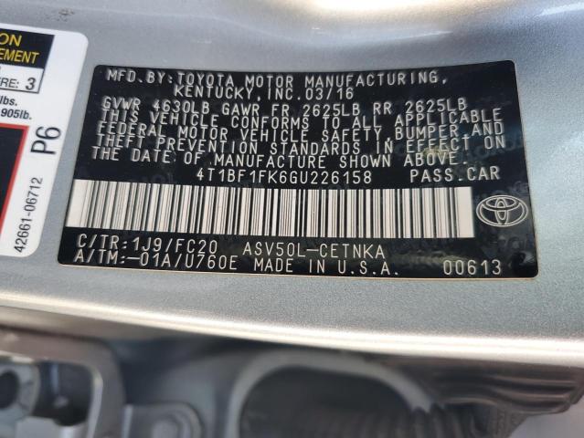 VIN 4T1BF1FK6GU226158 2016 Toyota Camry, LE no.13