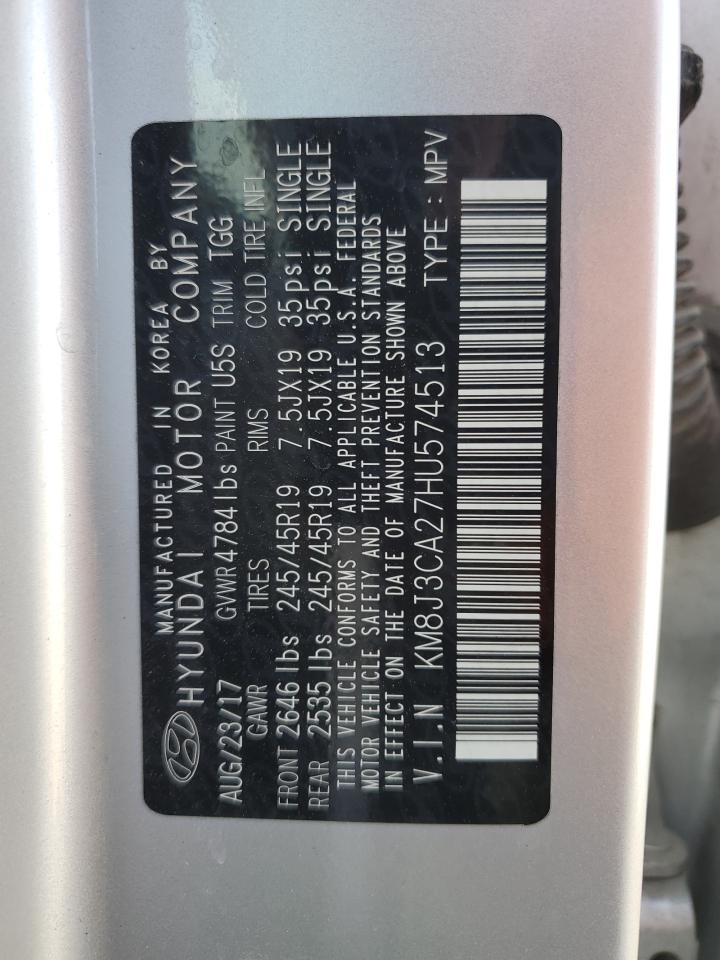 KM8J3CA27HU574513 2017 Hyundai Tucson Limited