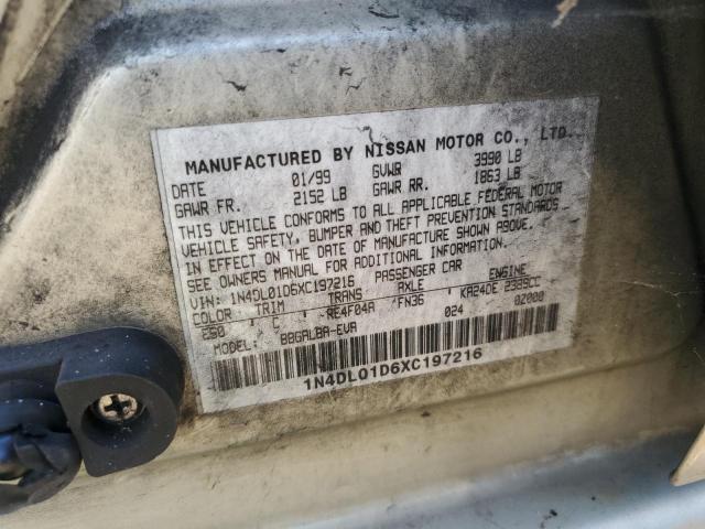 1999 Nissan Altima Xe VIN: 1N4DL01D6XC197216 Lot: 62647114