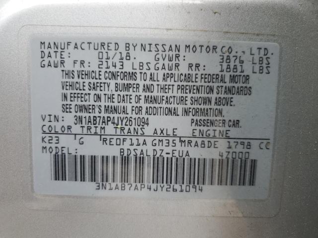 2018 Nissan Sentra S VIN: 3N1AB7AP4JY261094 Lot: 61665374