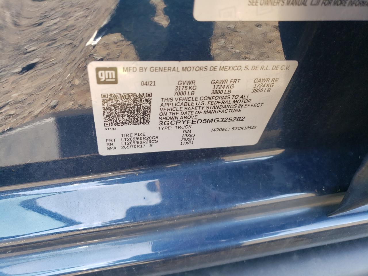 3GCPYFED5MG325282 2021 Chevrolet Silverado K1500 Lt Trail Boss