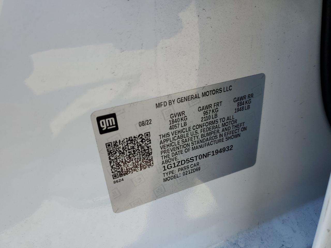1G1ZD5ST0NF194932 CHEVROLET MALIBU 2022