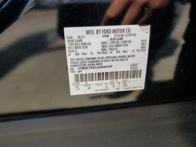 2018 Ford Explorer Xlt VIN: 1FM5K7D83JGA04105 Lot: 61760064