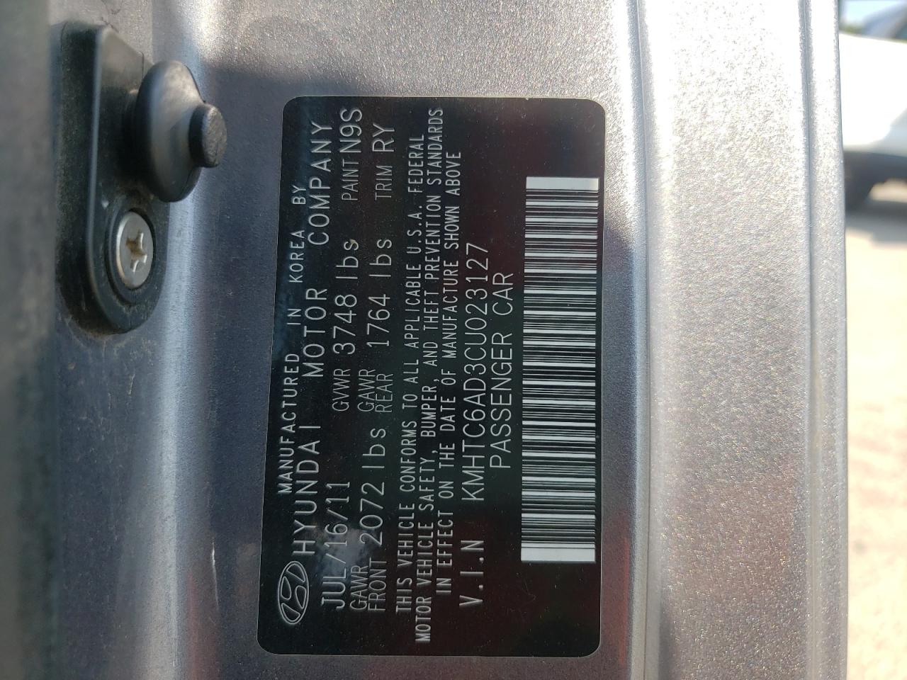 KMHTC6AD3CU023127 2012 Hyundai Veloster