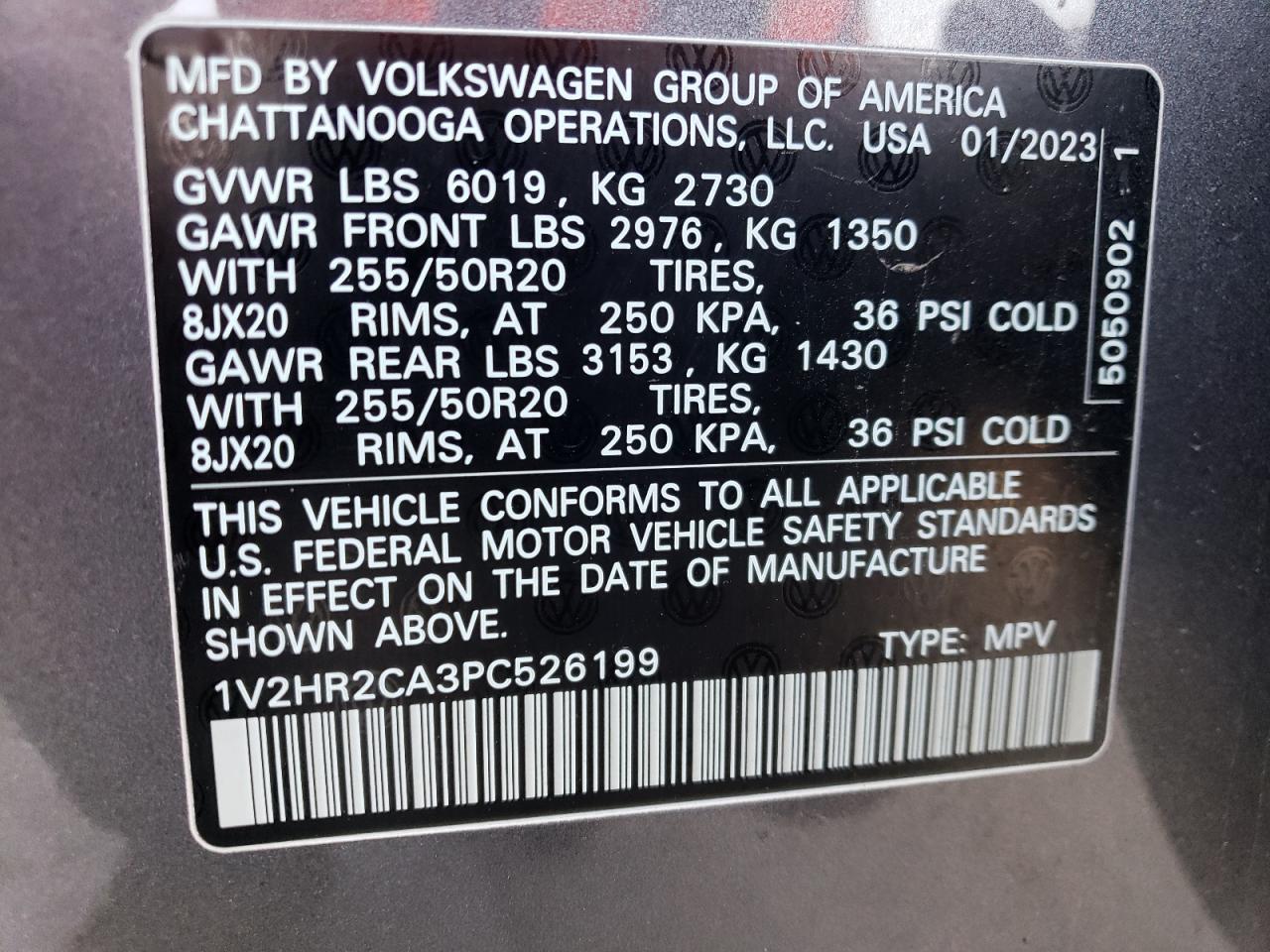 Lot #2926212385 2023 VOLKSWAGEN ATLAS SE