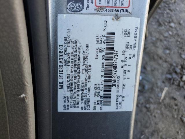 2008 Ford Fusion Se VIN: 3FAHP07Z48R247347 Lot: 62093404