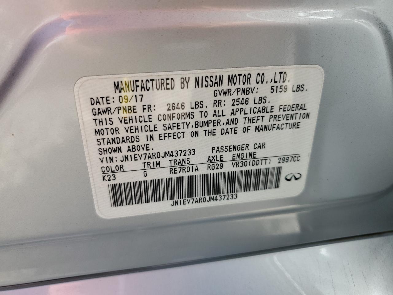 JN1EV7AR0JM437233 2018 Infiniti Q50 Luxe