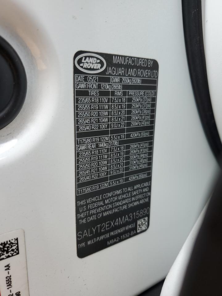 SALYT2EX4MA315890 2021 Land Rover Range Rover Velar R-Dynamic S