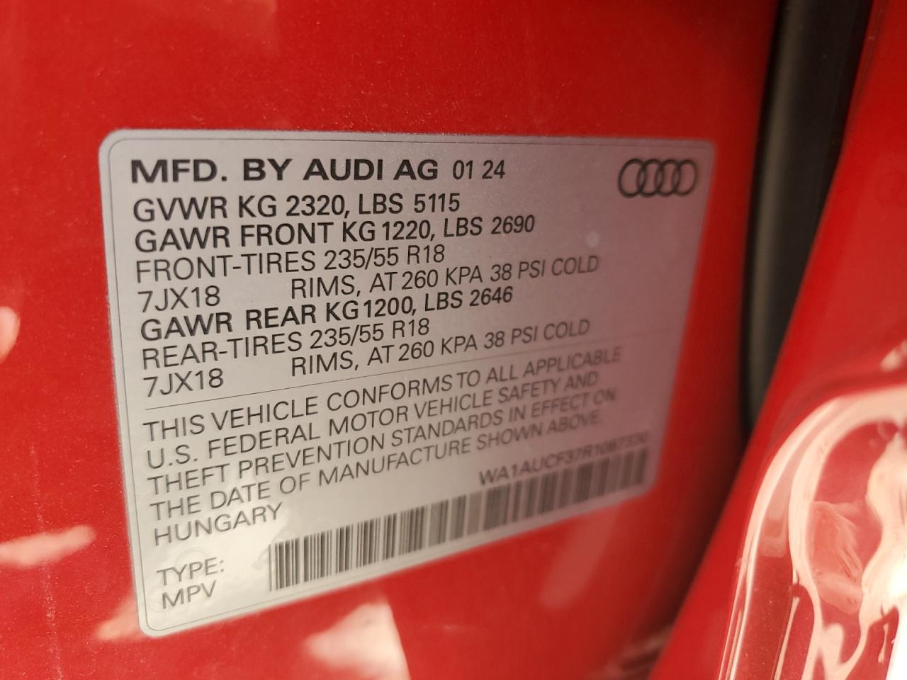 WA1AUCF37R1087330 2024 Audi Q3 Premium 40