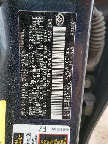 VIN 4T1BF1FK1FU076247 2015 Toyota Camry, LE no.12