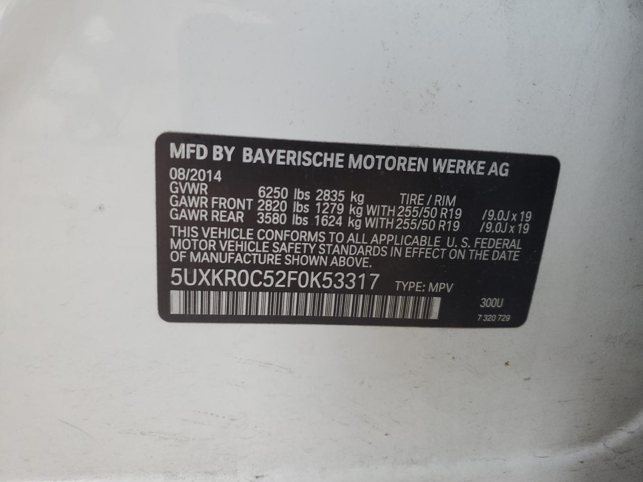 5UXKR0C52F0K53317 2015 BMW X5 xDrive35I