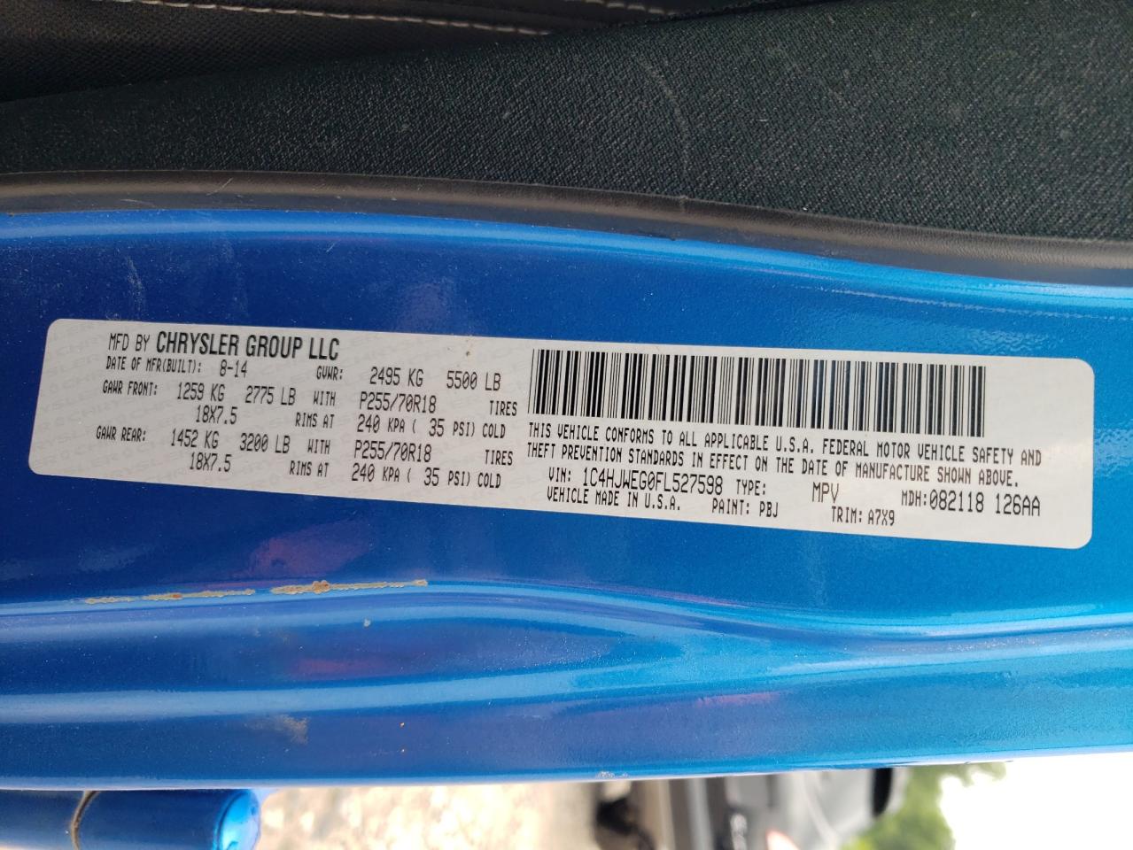 1C4HJWEG0FL527598 2015 Jeep Wrangler Unlimited Sahara