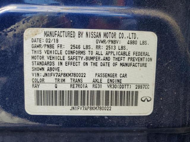 2019 Infiniti Q50 Red Sport 400 VIN: JN1FV7AP8KM780022 Lot: 61866984