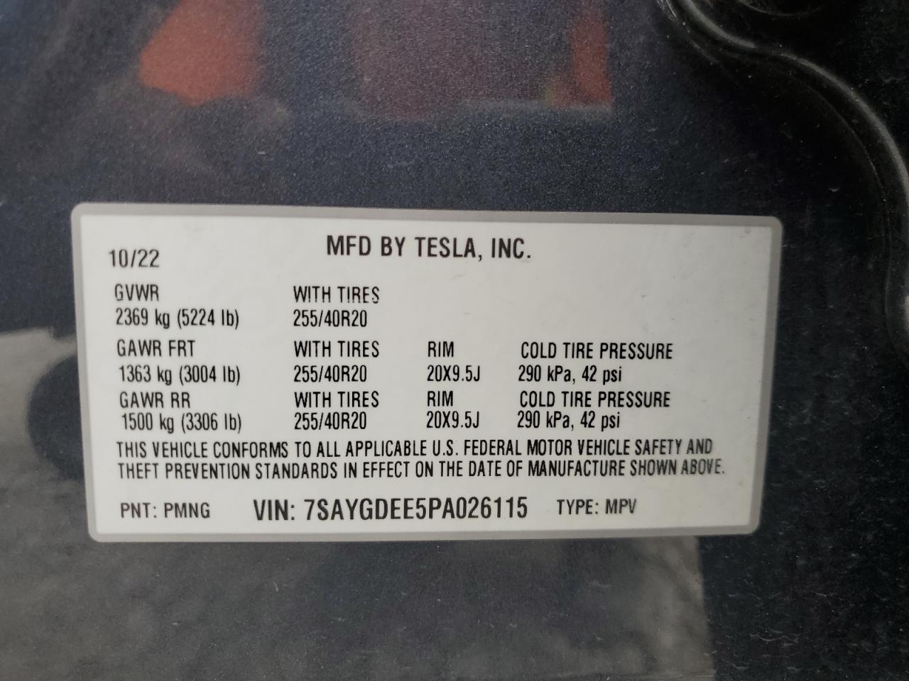 7SAYGDEE5PA026115 2023 Tesla Model Y