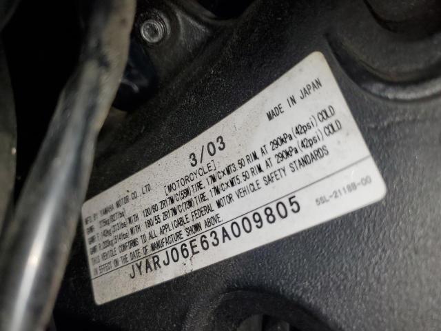 2003 YAMAHA YZFR6 L JYARJ06E63A009805